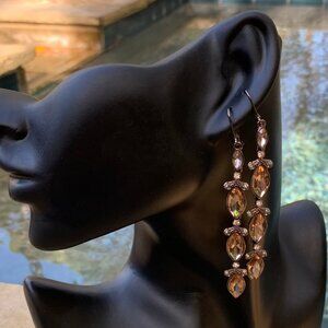 Givenchy Crystal Lever Back Long Drop Earrings